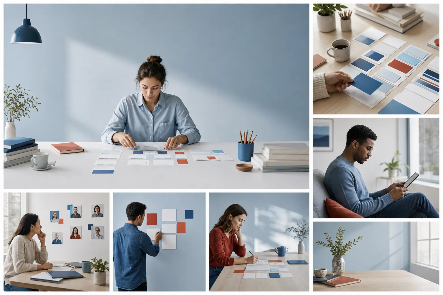 Writer arranging concise learning notes in a calm studio